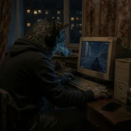 Волк играет ночью