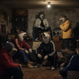 Волки празднуют в гараже