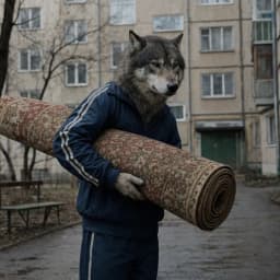 Волк несёт ковёр
