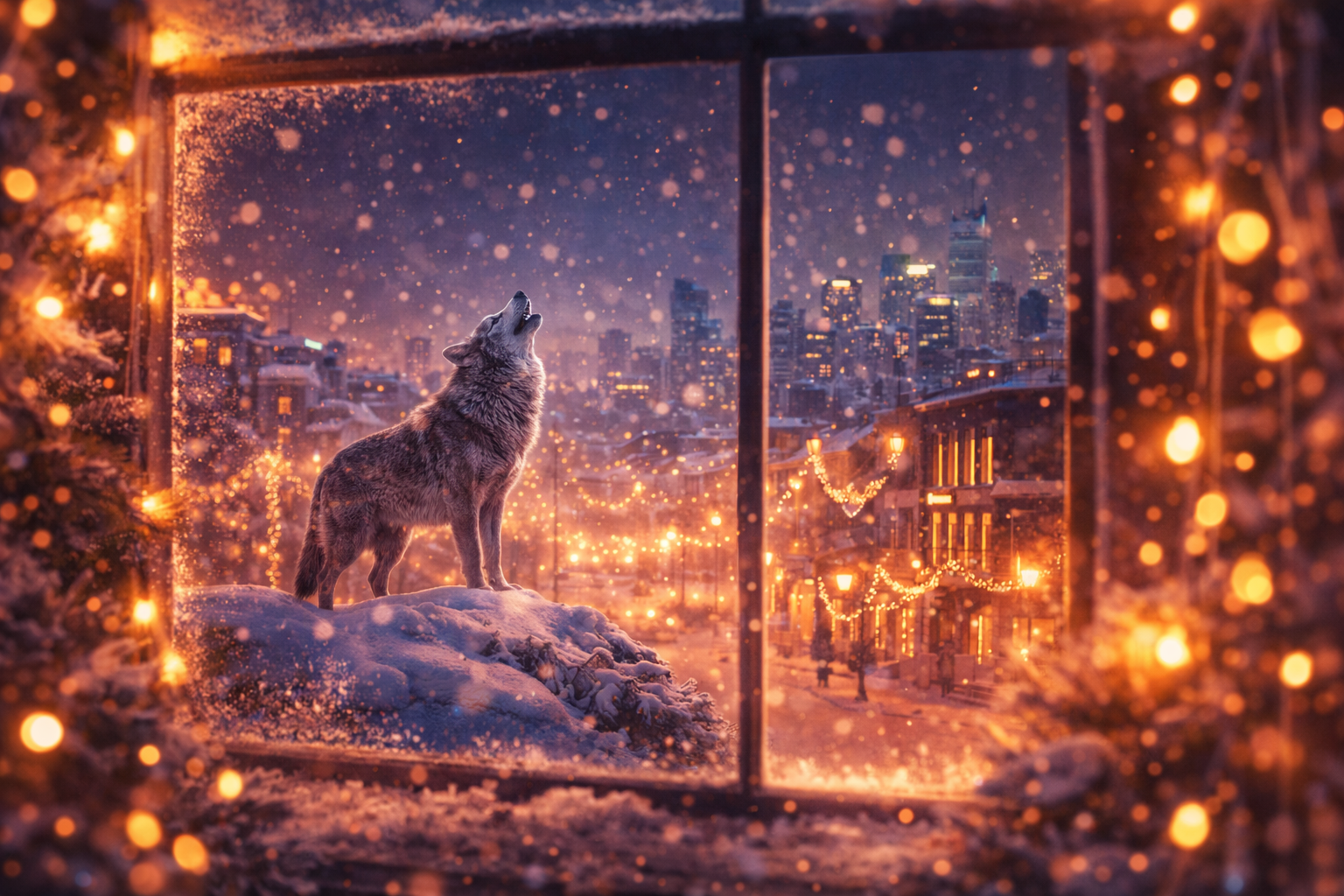 Новогодние огни и атмосфера праздника