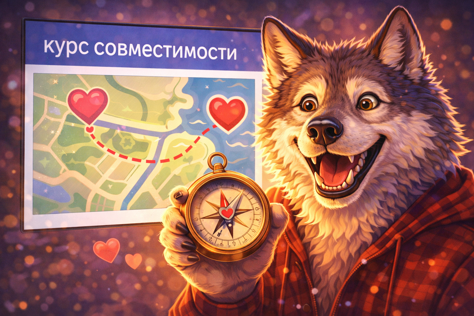 Мемный Волк и компас совместимости