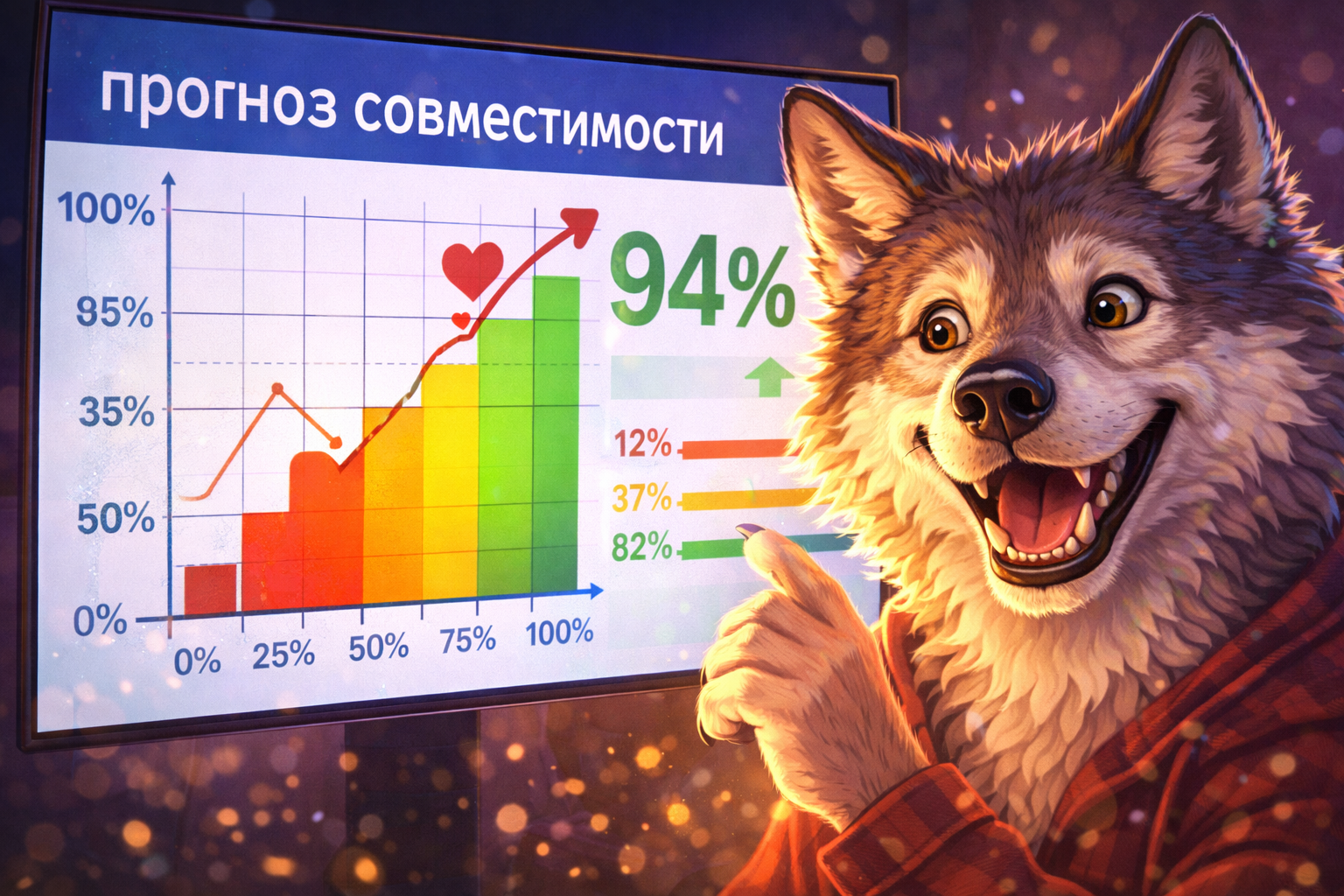 Мемный Волк и прогноз совместимости по именам